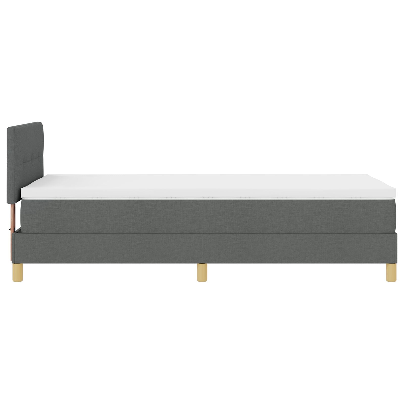Boxspring Bed Met Matras Stof Donkergrijs 90 x 200 cm Knoop-tufted