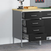 Werkbank met lade 50x55x85 cm staal zwart grijs