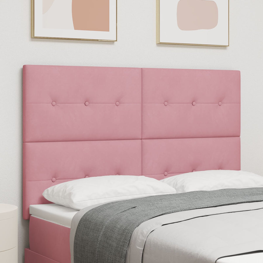 Hoofdbord Met Knopen 140 Cm Fluweel Roze 144 cm Hoog hoofdbord