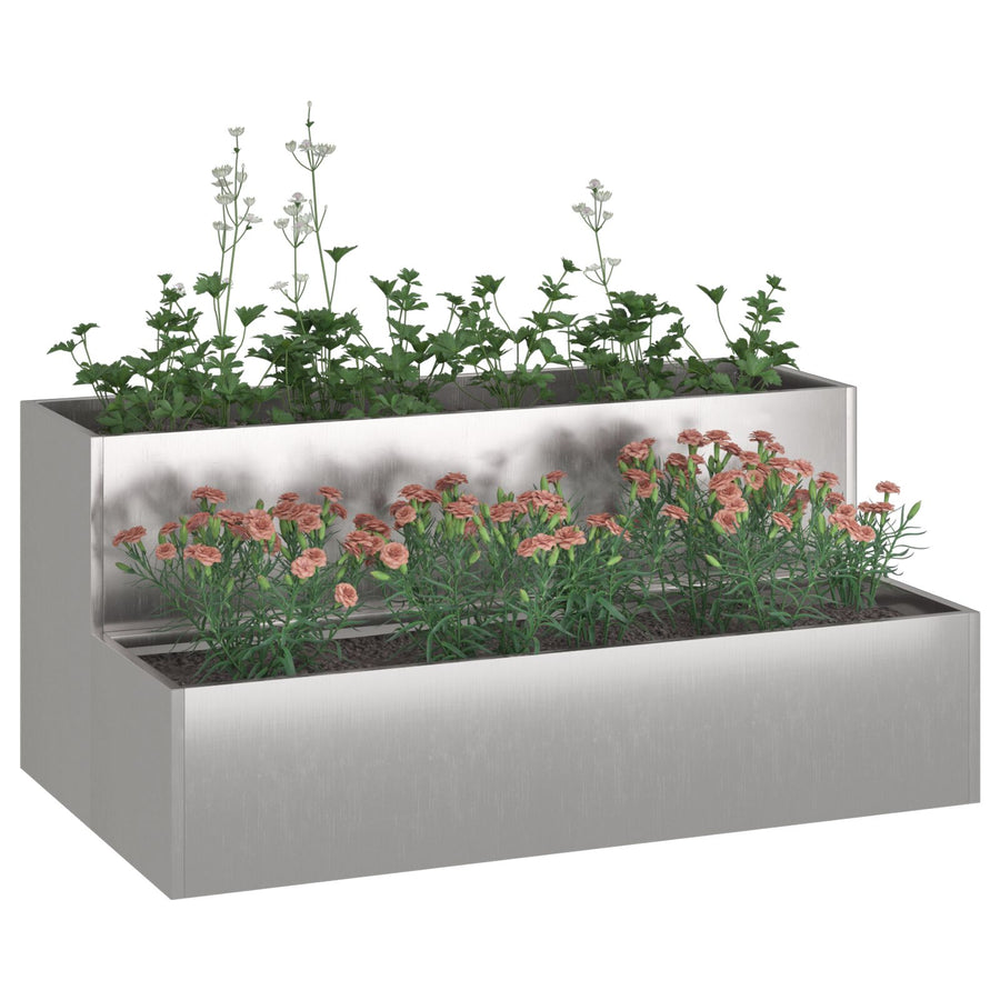Tuinplanter 2-Tier 100 x 60 x 45 cm Roestvrijstaal