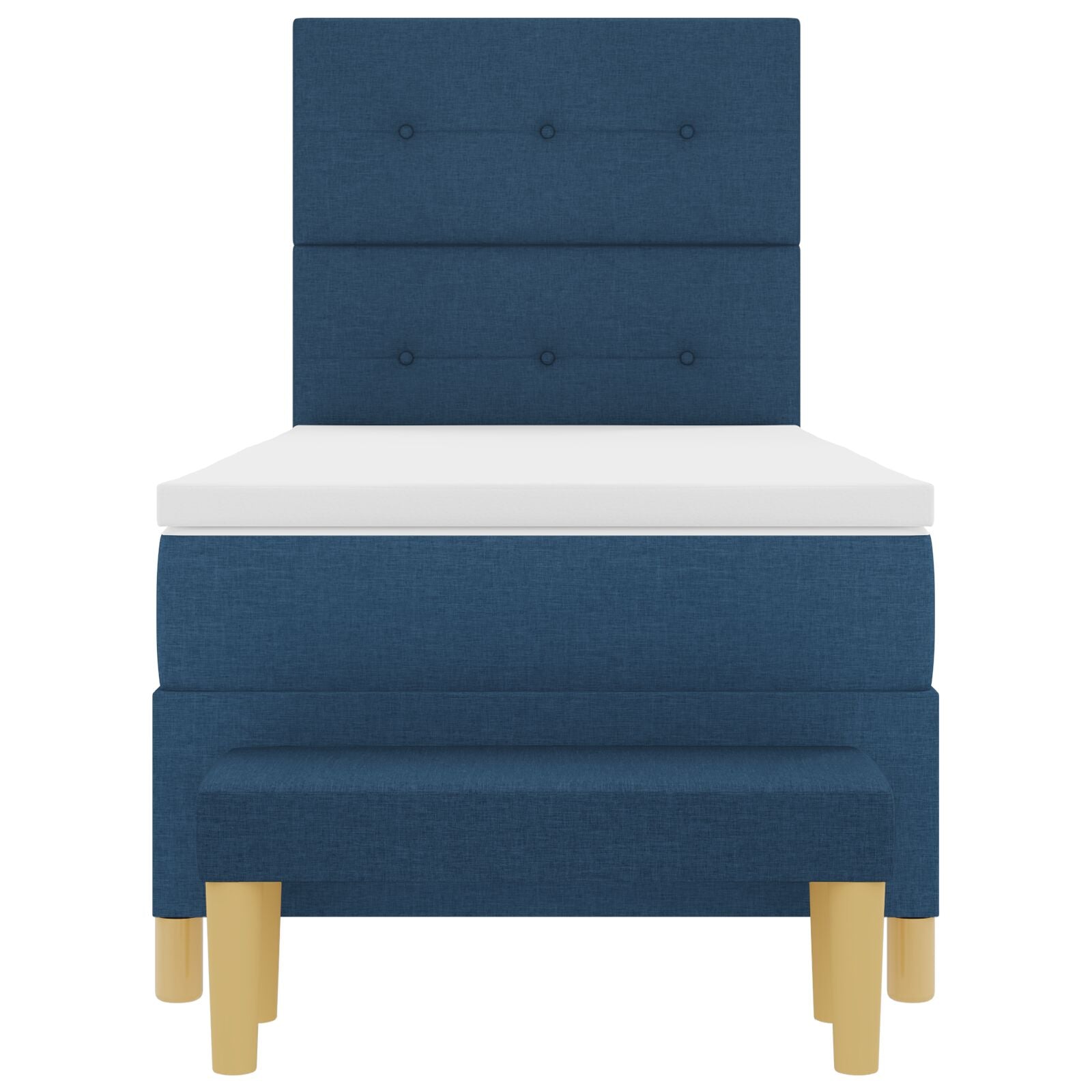 Boxspringbed Met Matras & Bank Stof Blauw 100 x 200 cm Knoop tufted