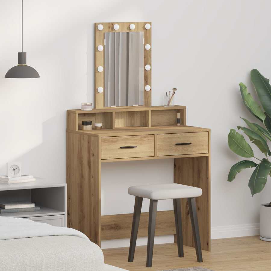 Kaptafel Met Led-Verlichting Artisan eiken 79 x 41 x 140 cm
