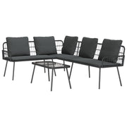 Tuinbankenset poly rattan 2-delig zwart
