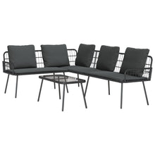 2-Delige Tuinbankset Met Kussens Poly Rattan Zwart Bank + tafel