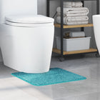 Anti-slip Bath Mat with Toilet Cut-out Turquoise 50 x 50 cm PP