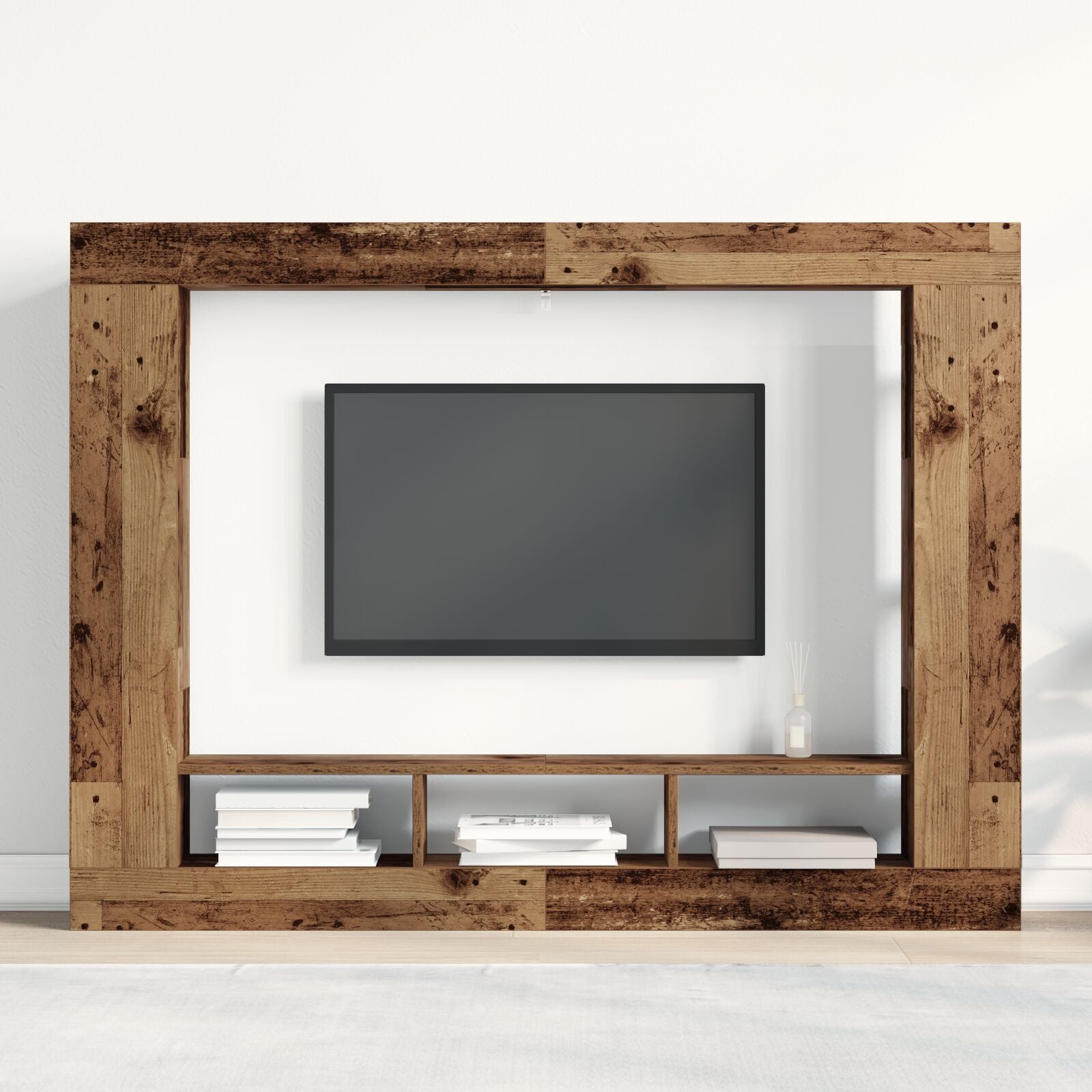 Tv Kast Muurbevestigd 152X22X113 Cm Oud Hout