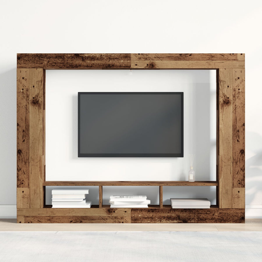 Tv Kast Muurbevestigd 152X22X113 Cm Oud Hout