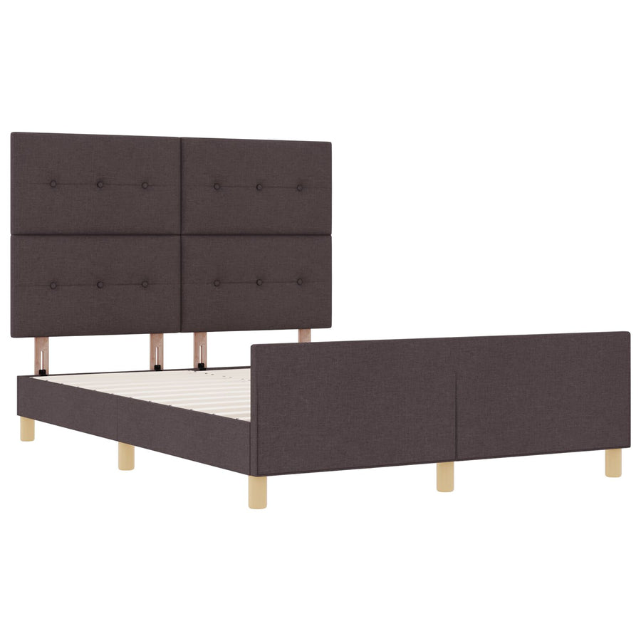 Bed Frame Donkerbruin 140X190 Cm Stof Crème