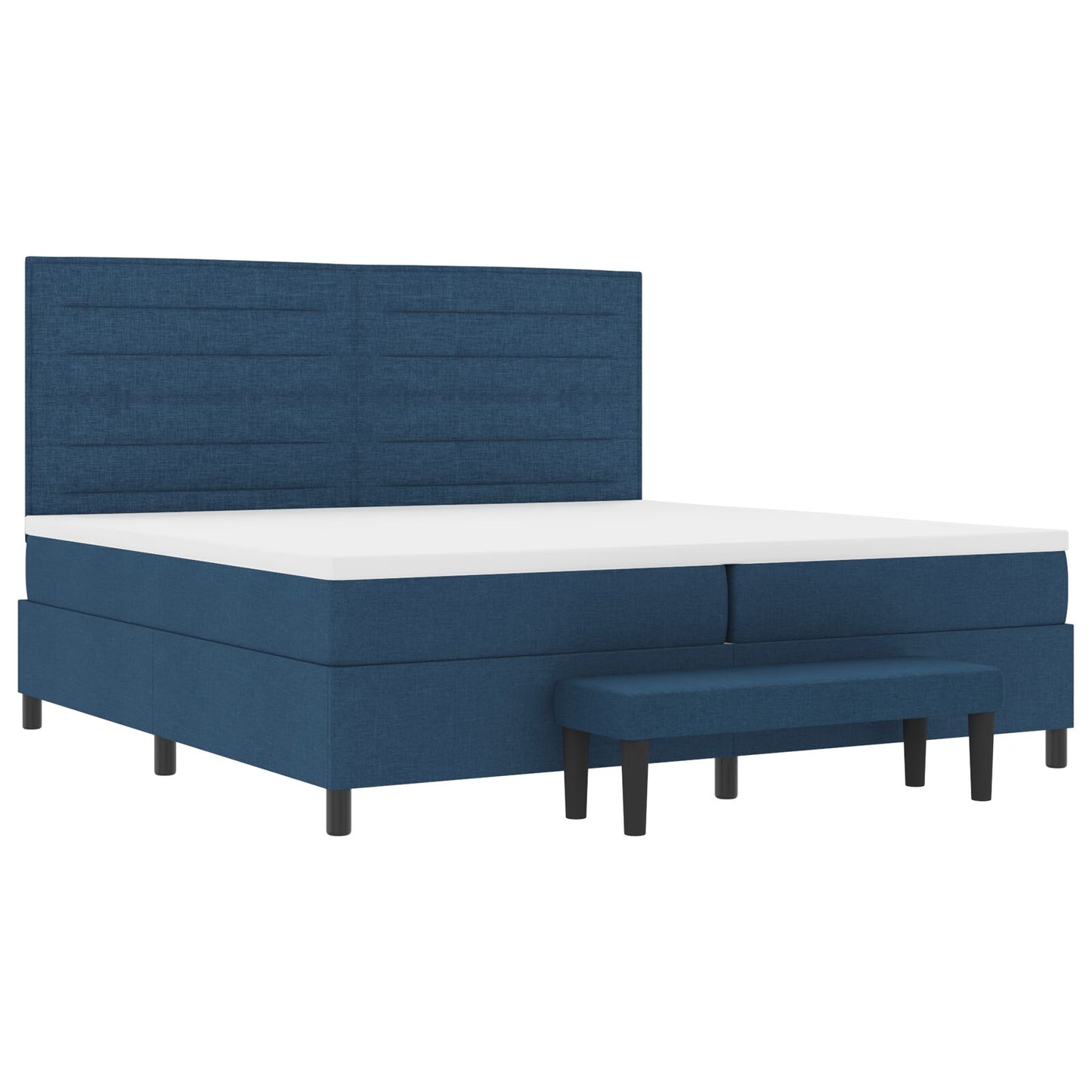 Boxspring Bed Met Matras & Bank Stof Blauw 200 x 200 cm Lijnen ontwerp