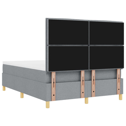 Boxspringbed Met Matras Lichtgrijs 140X190 Cm Stof Blauw