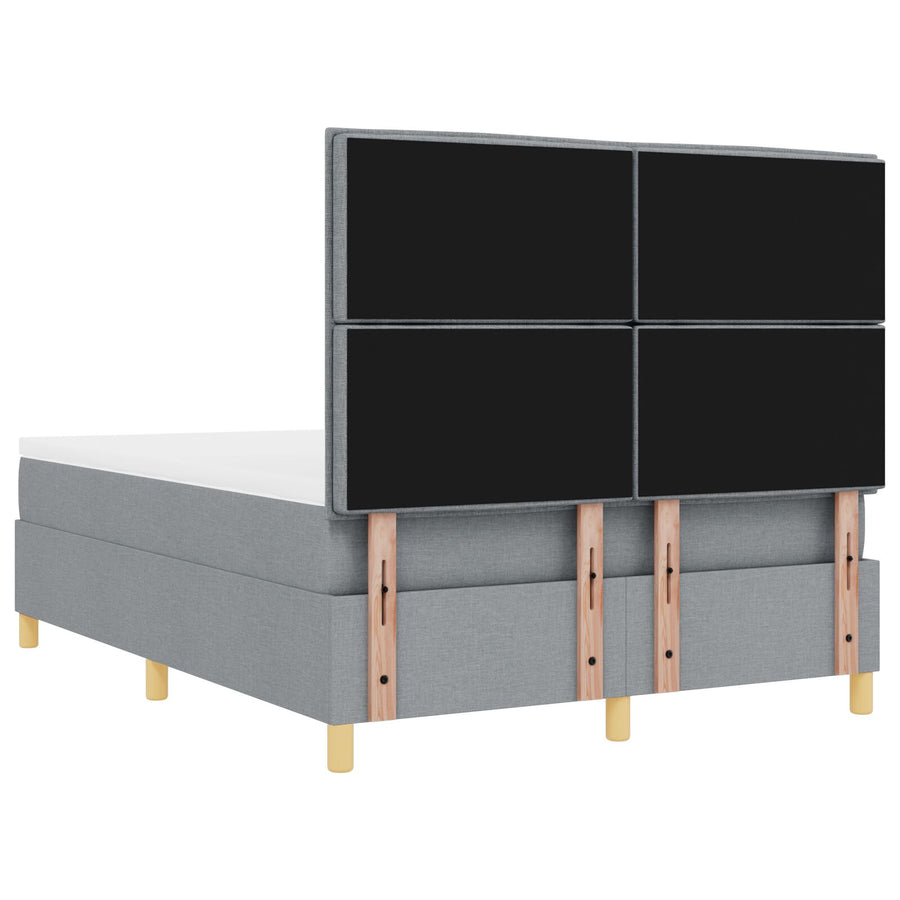 Boxspringbed Met Matras Lichtgrijs 140X190 Cm Stof Blauw