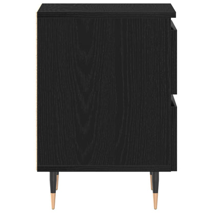 Bedside Cabinets 2 St Black Oak 40X35X50 Cm Gefabriceerd Hout