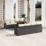 Tuinset 7-delig poly rattan acaciahout zwart