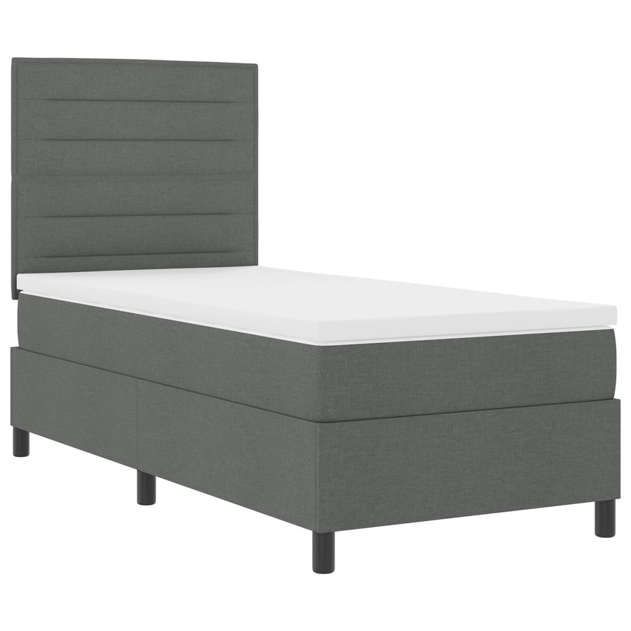 Boxspringbed Met Matras Stof Donkergrijs 100 x 200 cm Lijnen ontwerp