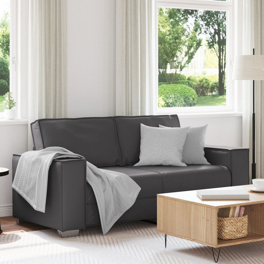Love Seat Bank Faux Leer Grijs 140 cm
