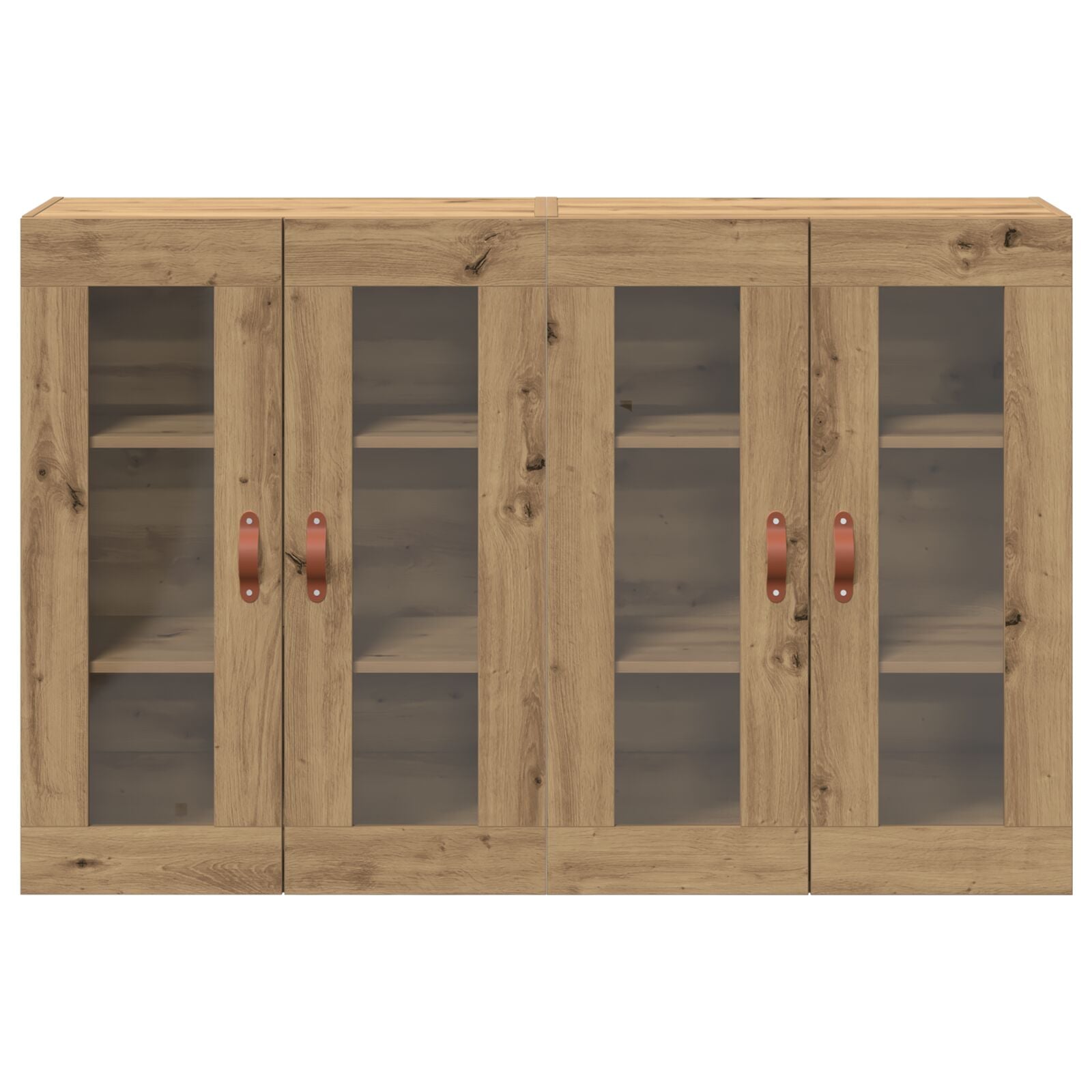 Wandkast Set Van 2 Artisan Eiken Massief Eikenhout