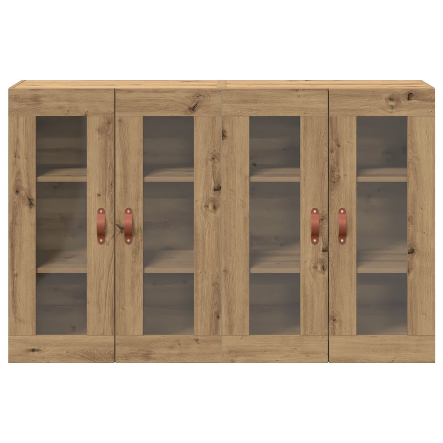 Wandkast Set Van 2 Artisan Eiken Massief Eikenhout