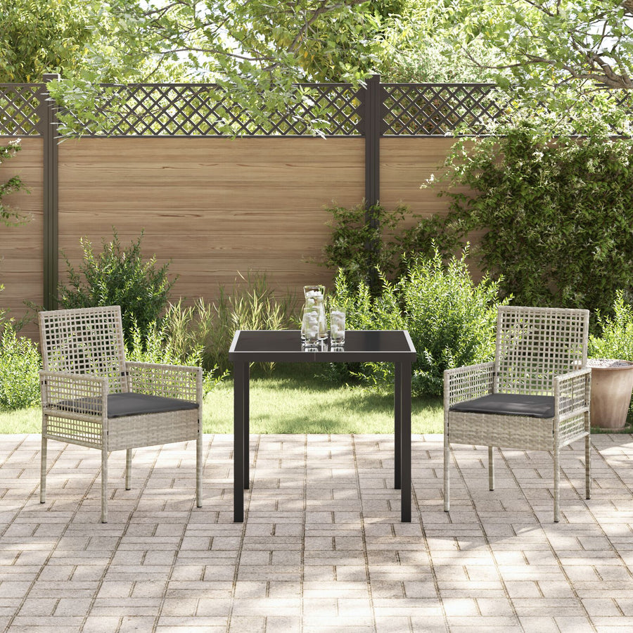 Tuinstoelen 2 Stuks Met Kussens Poly Rattan Lichtgrijs en Donkergrijs