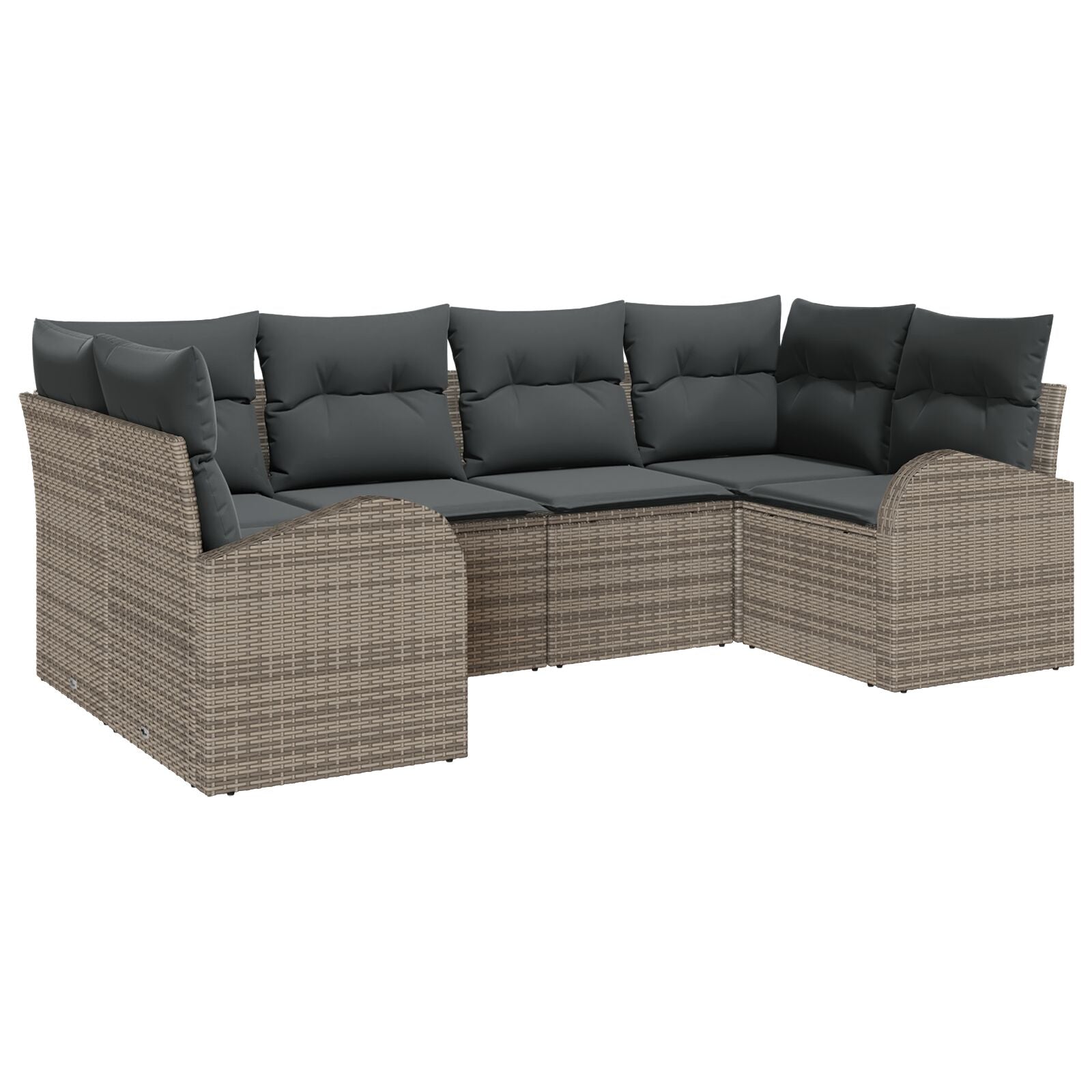 6-Delige Tuin Sofa Set Met Kussens Grijs Poly Rattan