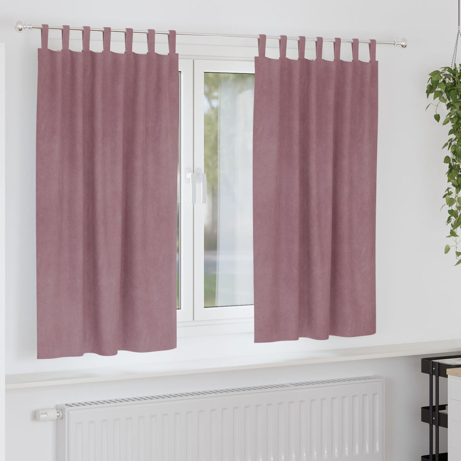 Zwarte Verduisteringsgordijnen 2 Stuks Velours Donkerroze 140 x 175 cm met hanglussen