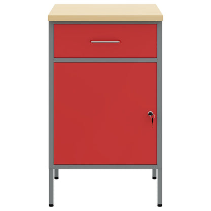 Werkcabinet 50X55X84 Cm Staal Rood en grijs Werkcabinet met 1 lade en 1 deur