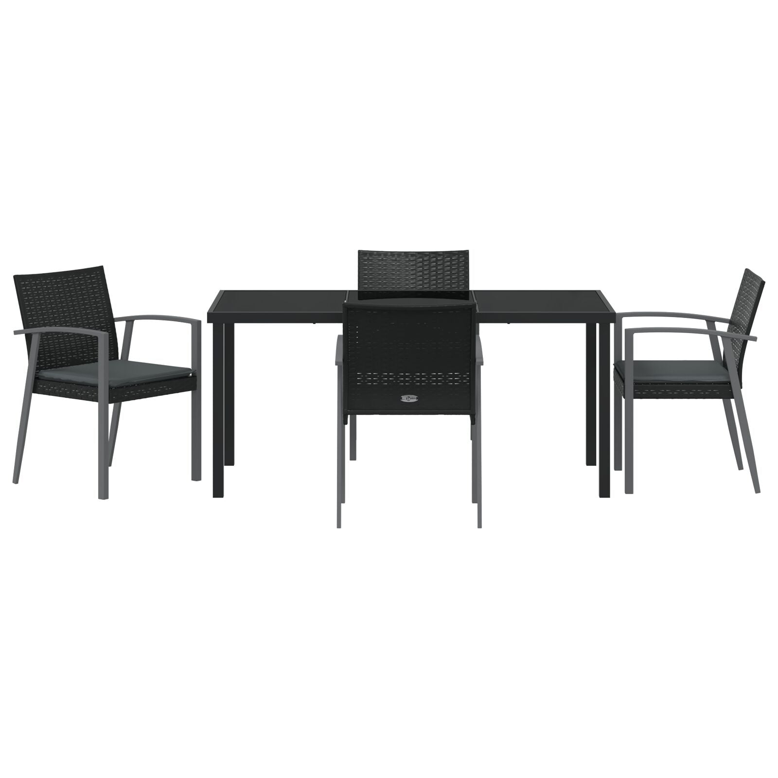 5-Delige Tuin Dinerset Met Kussens Zwart Poly Rattan