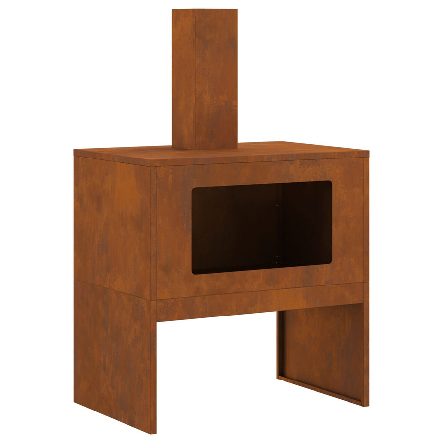 Vuurkorf Met Schouw Verweerd Staal 60 x 40 x 96 cm Verweerd Staal/Bruin