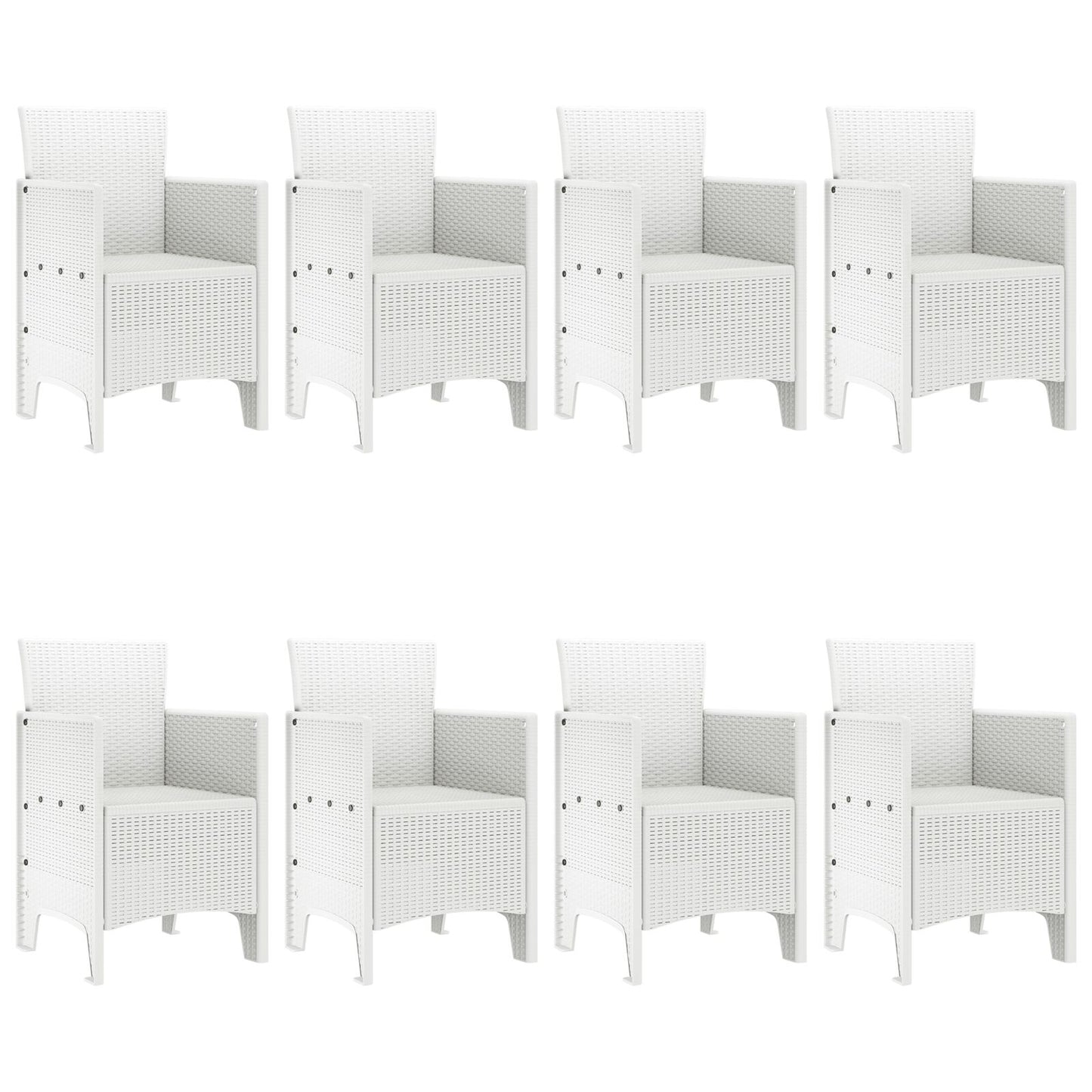 9-Delige Tuin Eetset Wit Poly Rattan