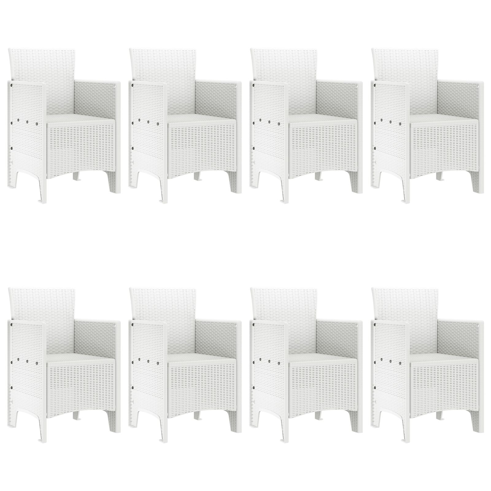 9-Delige Tuin Eetset Wit Poly Rattan
