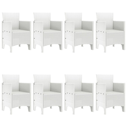 9-Delige Tuin Eetset Wit Poly Rattan