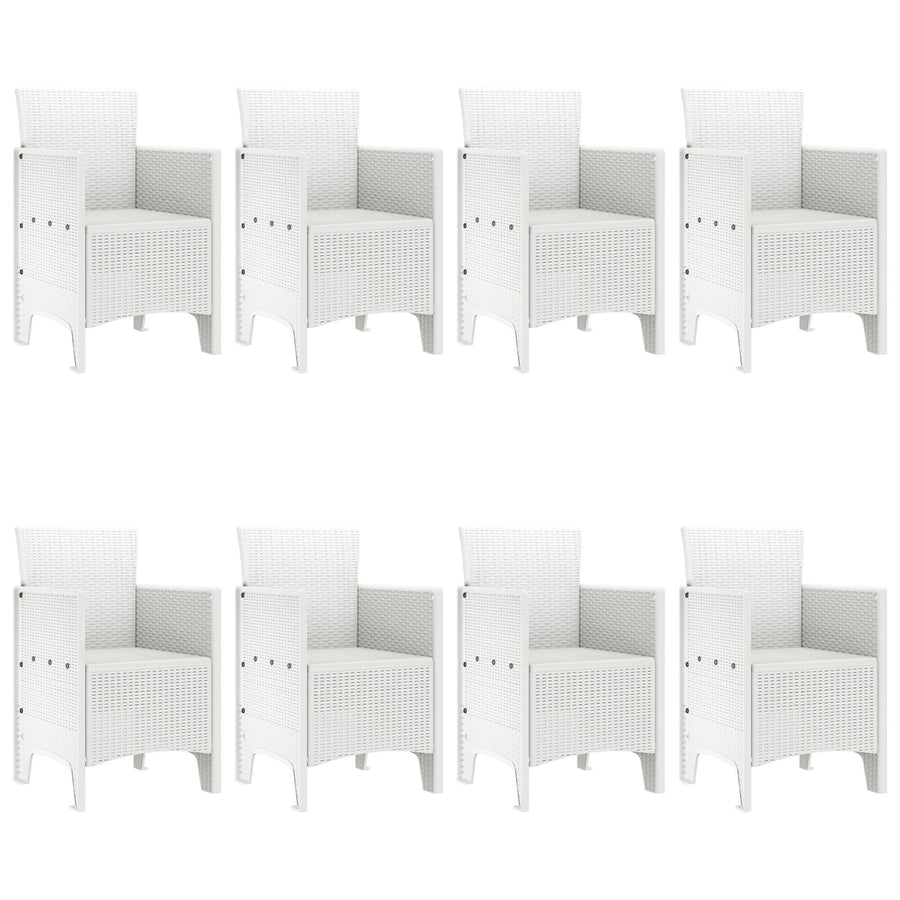 9-Delige Tuin Eetset Wit Poly Rattan