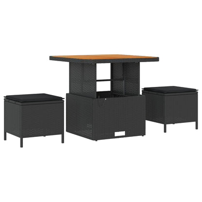 11-Delige Tuinbank Set Met Kussens Zwart Poly Rattan Acacia, 2-Persoons Tuinbank Met Kussens Zwart Poly Rattan, 3-Delige Tuin Eet Set Met Kussens Zwart Poly Rattan Acacia Wit