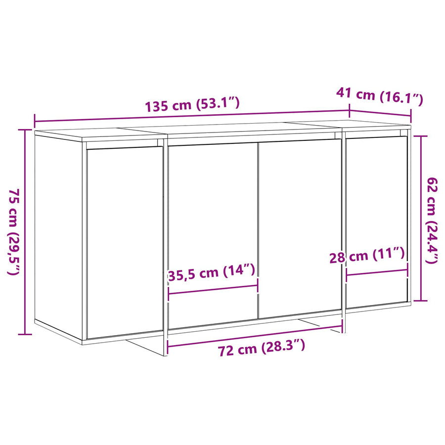 Gerookt Eiken Dressoir Gerookt Eiken Hout 135 X 41 X 75 Cm Opslag