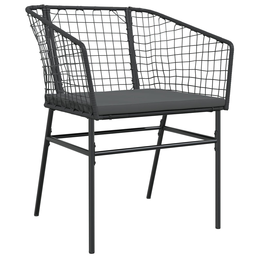 Set Van 3 Zwart En Donkergrijs Pe Rattan, Gepoedercoat Staal