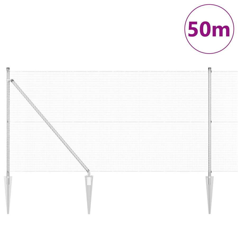 Gelaste Draadhek Met 13 Spijkerpalen 1X100 M Gegalvaniseerd Staal Gegalvaniseerd Staal