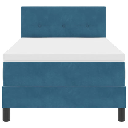 Boxspringbed Met Matras Donkerblauw Eenpersoons Fluweel Blauw