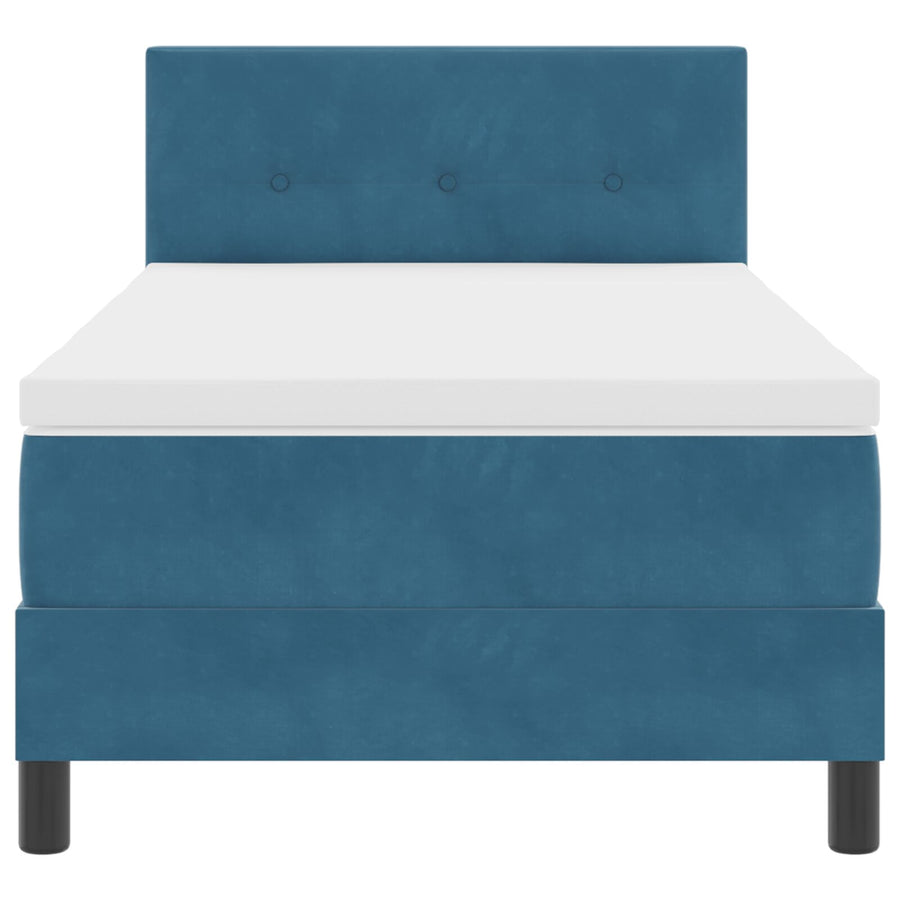 Boxspringbed Met Matras Donkerblauw Eenpersoons Fluweel Blauw