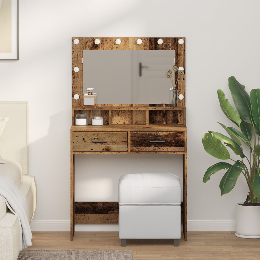 Kaptafel Met Led-Verlichting - Oud Hout 79 x 41 x 135 cm Oude Hout
