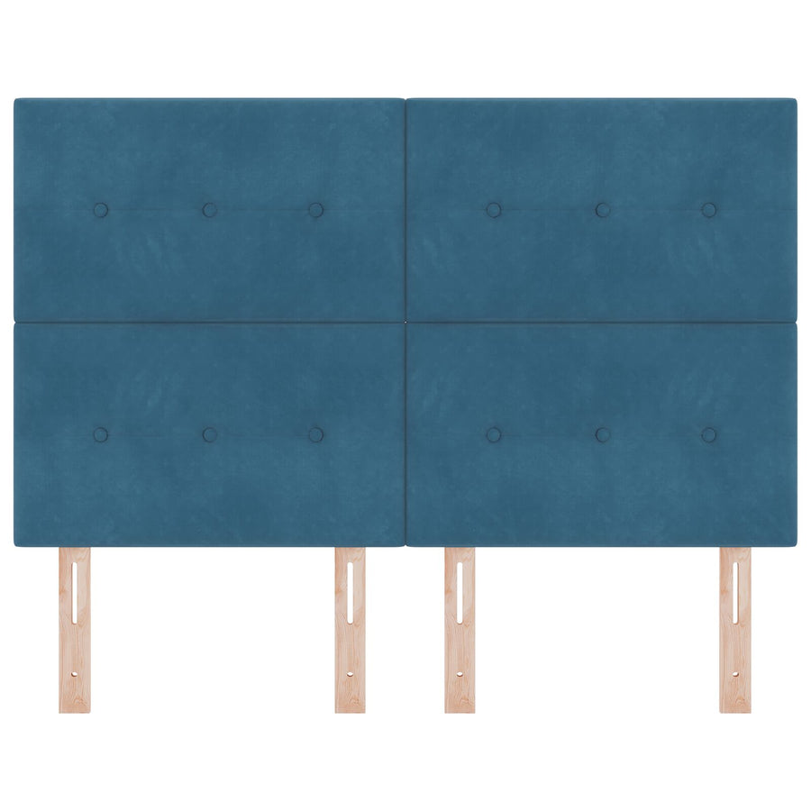 Hoofdbord Knopge Tufted 140 Cm Velvet Donkerblauw 144 cm Hoog hoofdbord