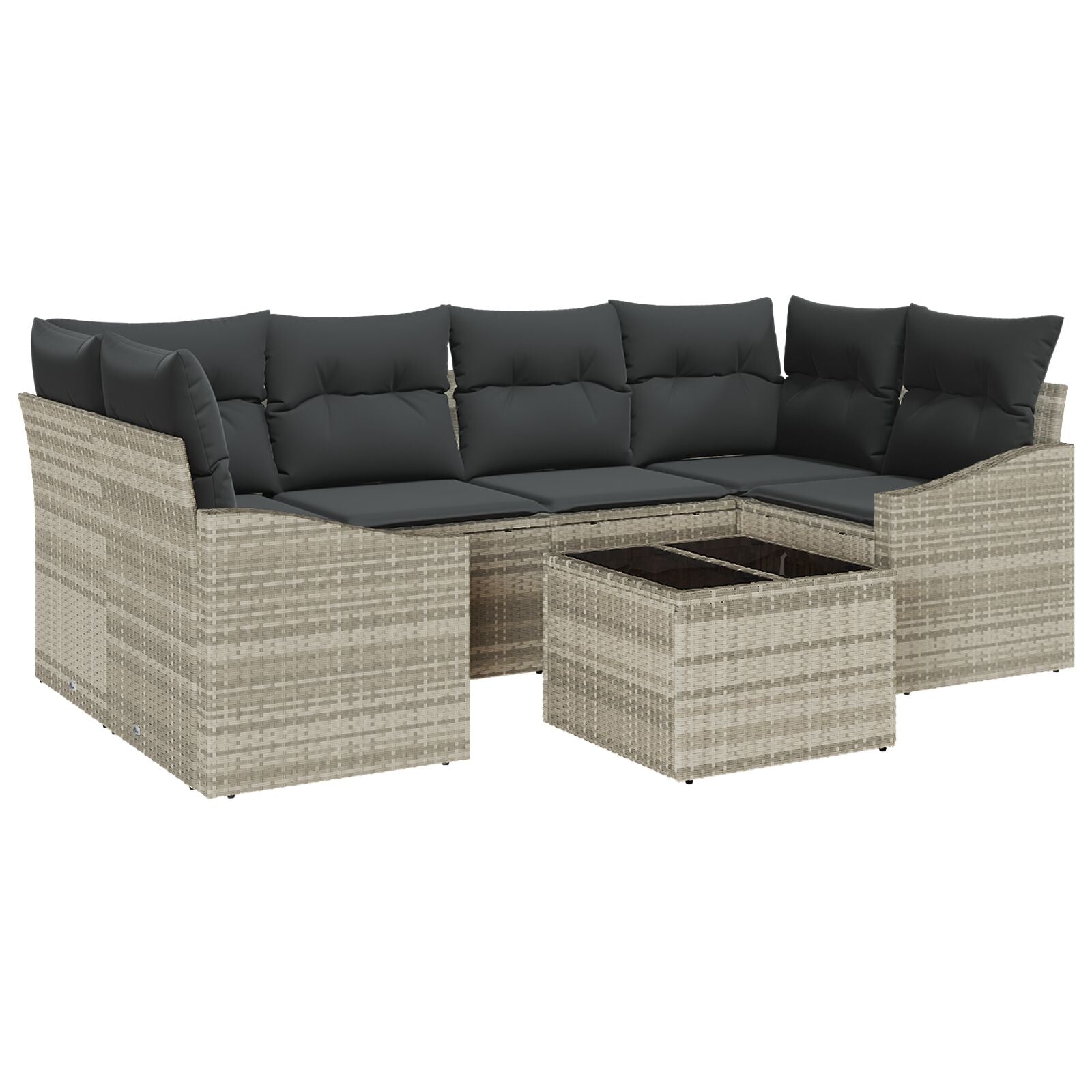 Tuin Sofa Set Set Van 7 Beige En Donkergrijs Rattan Gegalvaniseerd Staal