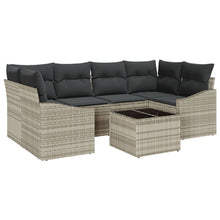 Tuin Sofa Set Set Van 7 Beige En Donkergrijs Rattan Gegalvaniseerd Staal
