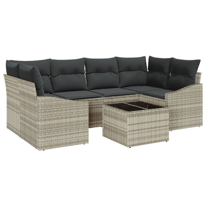 Tuin Sofa Set Set Van 7 Beige En Donkergrijs Rattan Gegalvaniseerd Staal