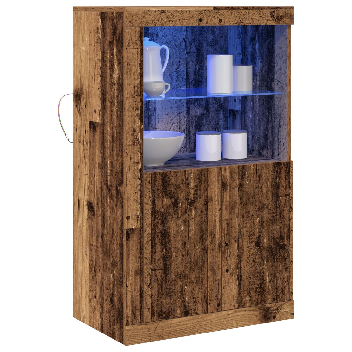 Dressoir Met Led Verlichting 60,5X37X100 Cm Oud hout