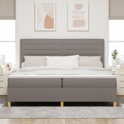 Boxspringbed Met Matras Taupe 200X200 Cm Stof Blauw