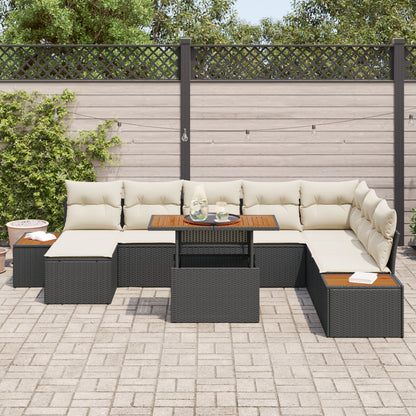 Tuinbankset Set Van 9 Crème Rattan Tuin Hoekbank Rechthoekig