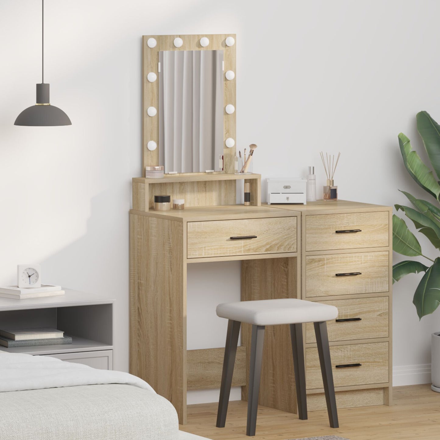 Kaptafel Met Led-Lampen - - Sonoma eiken 50 x 41 x 140 cm