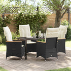 Tuinstoelenset poly rattan zwart 4 personen