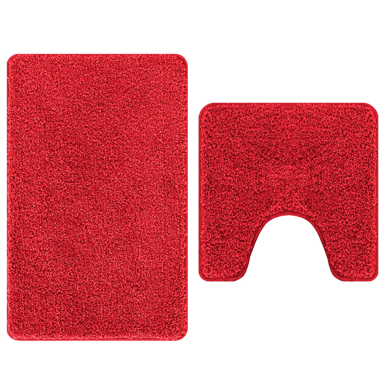 2 Delige Badmat Set Polypropeen Antislip Rood