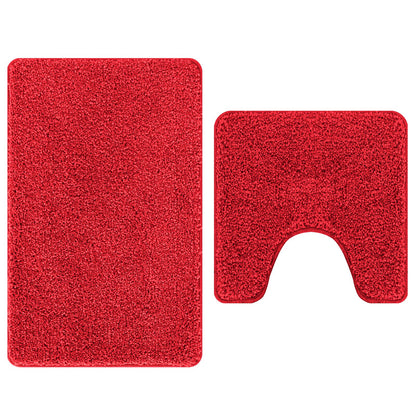 2 Delige Badmat Set Polypropeen Antislip Rood