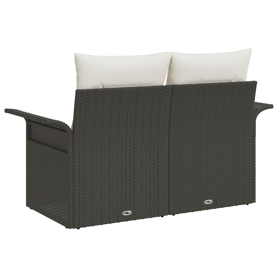 2-Zits Tuinsofa Met Opbergruimte En Kussens Poly Rattan Zwart en Wit met opslag
